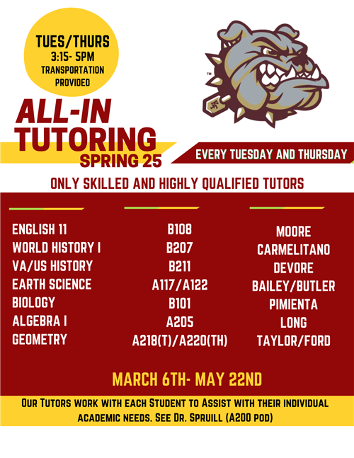 All-In Tutoring March 6th - May 22nd